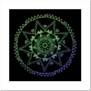 Blue Green Mandala Posters and Art